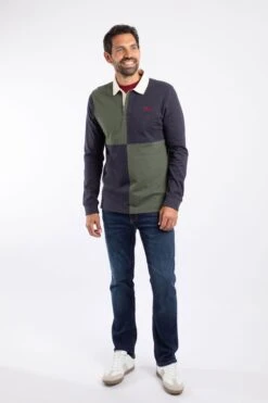 Lyon Organic Cotton Colour Block Rugby Shirt Deep Lichen Green 14 Lyon Organic Cotton Colour Block Rugby Shirt Deep Lichen Green -Everyday Luxe 127129