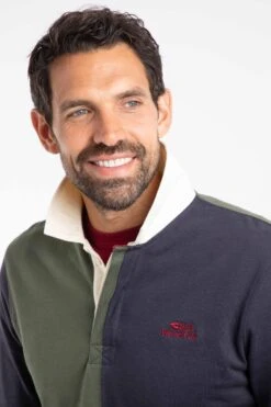 Lyon Organic Cotton Colour Block Rugby Shirt Deep Lichen Green 15 Lyon Organic Cotton Colour Block Rugby Shirt Deep Lichen Green -Everyday Luxe 127130