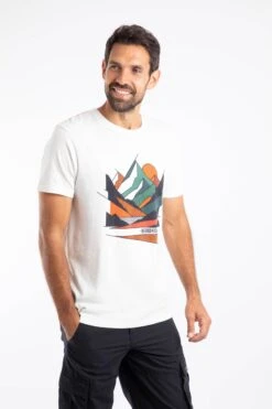 Aspect Mountains Front Print Graphic T-Shirt Dusty White
