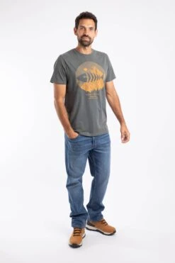 Explorer Front Print Graphic T-Shirt Iron Stone -Everyday Luxe 127173