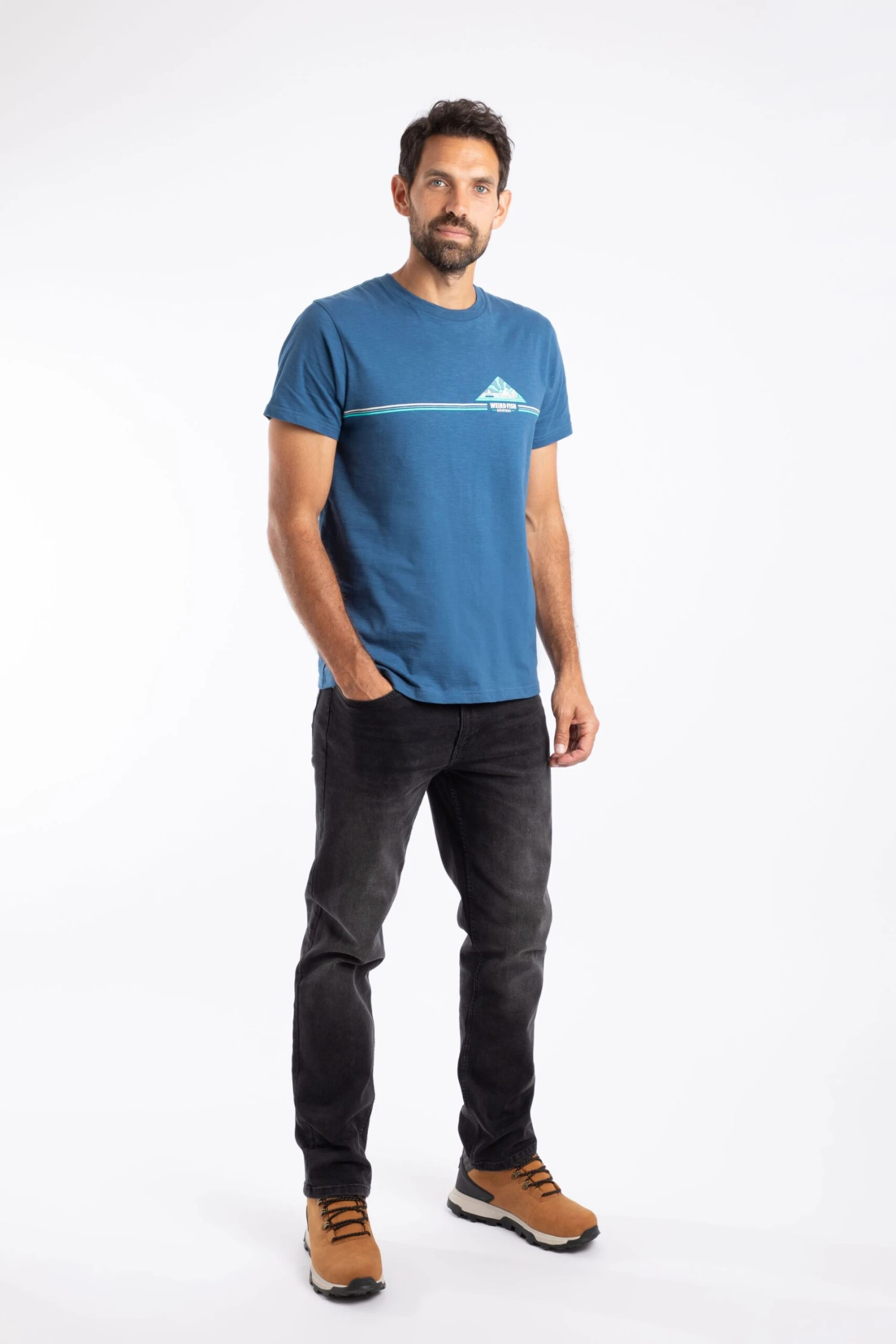 Pyramid Vista Chest Stripe Graphic T-Shirt Ensign Blue 6 Pyramid Vista Chest Stripe Graphic T-Shirt Ensign Blue - Image 4