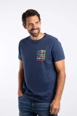 Sling Your Hook Back Print Artist T-Shirt Dark Blue 10 Sling Your Hook Back Print Artist T-Shirt Dark Blue -Everyday Luxe 127444