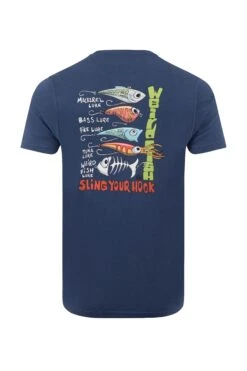 Sling Your Hook Back Print Artist T-Shirt Dark Blue 13 Sling Your Hook Back Print Artist T-Shirt Dark Blue -Everyday Luxe 127447
