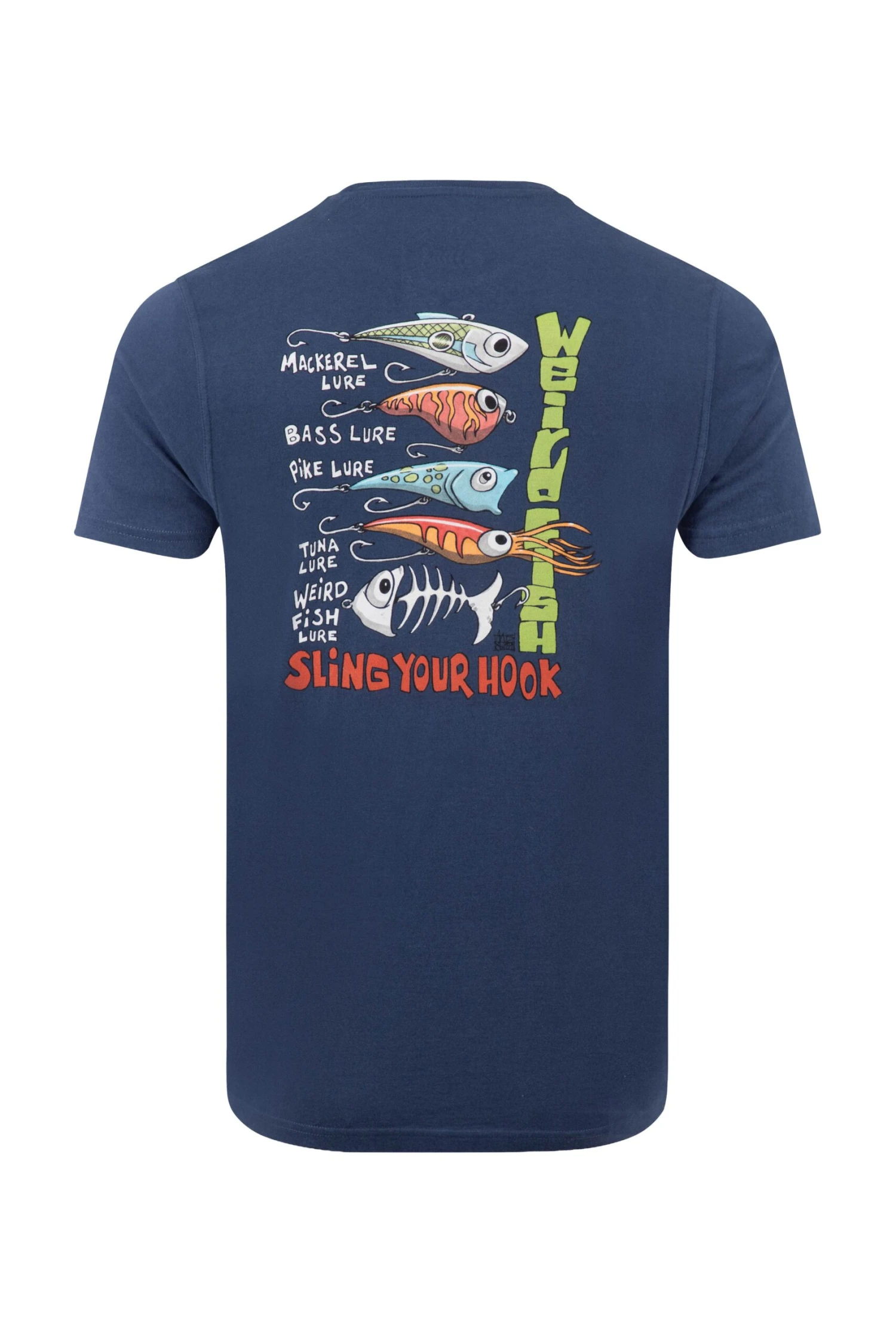 Sling Your Hook Back Print Artist T-Shirt Dark Blue 8 Sling Your Hook Back Print Artist T-Shirt Dark Blue - Image 6