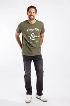 Carp Side Front Print Artist T-Shirt Deep Lichen Green -Everyday Luxe 127489