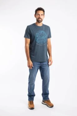 Lakes And Peaks Front Print Graphic T-Shirt Navy -Everyday Luxe 127624