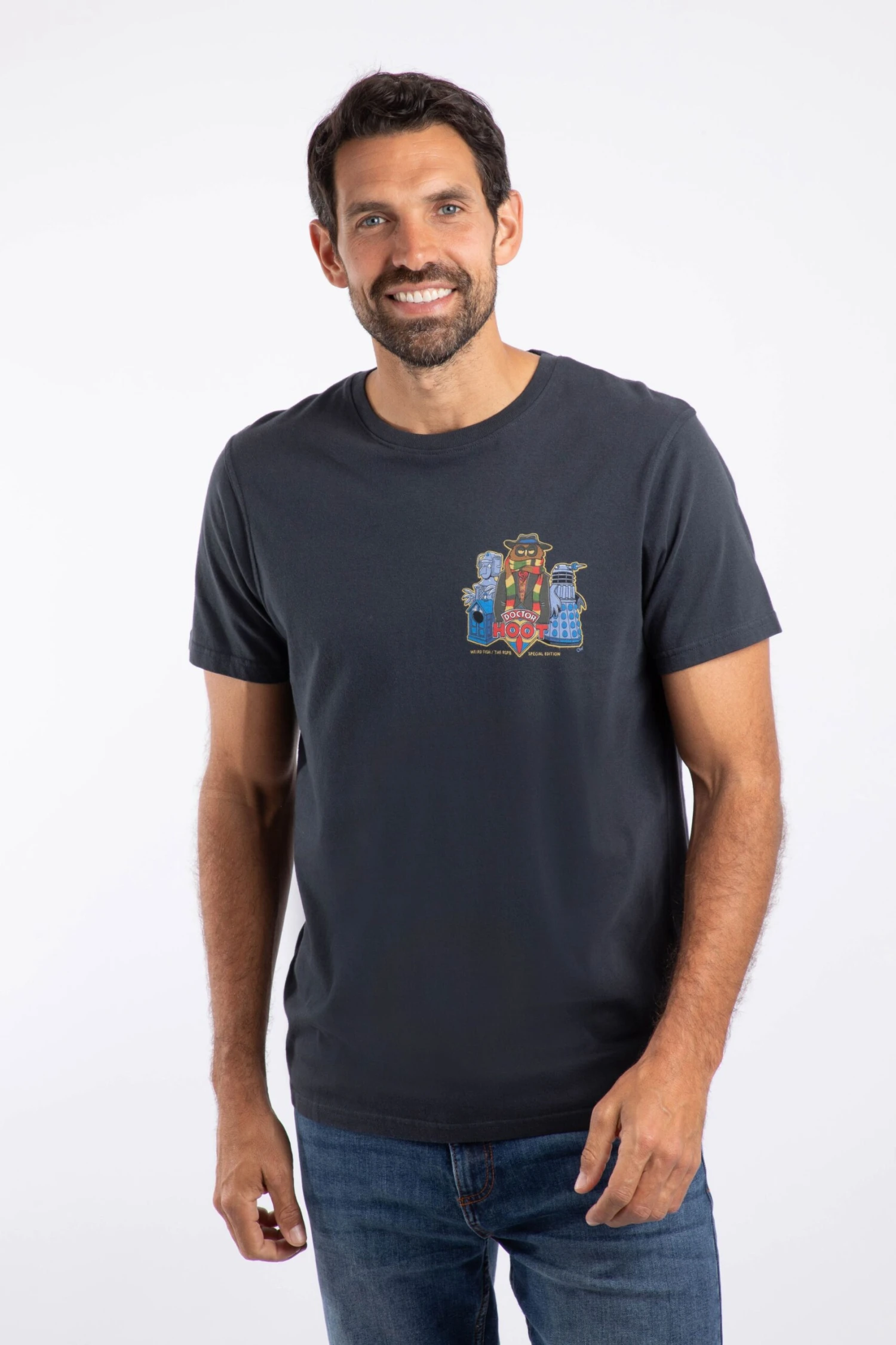 Doctor Hoot Back Print Artist T-Shirt Navy 3 Doctor Hoot Back Print Artist T-Shirt Navy