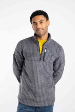 Longmont Eco 1/4 Zip Stripe Grid Fleece Navy -Everyday Luxe 127752