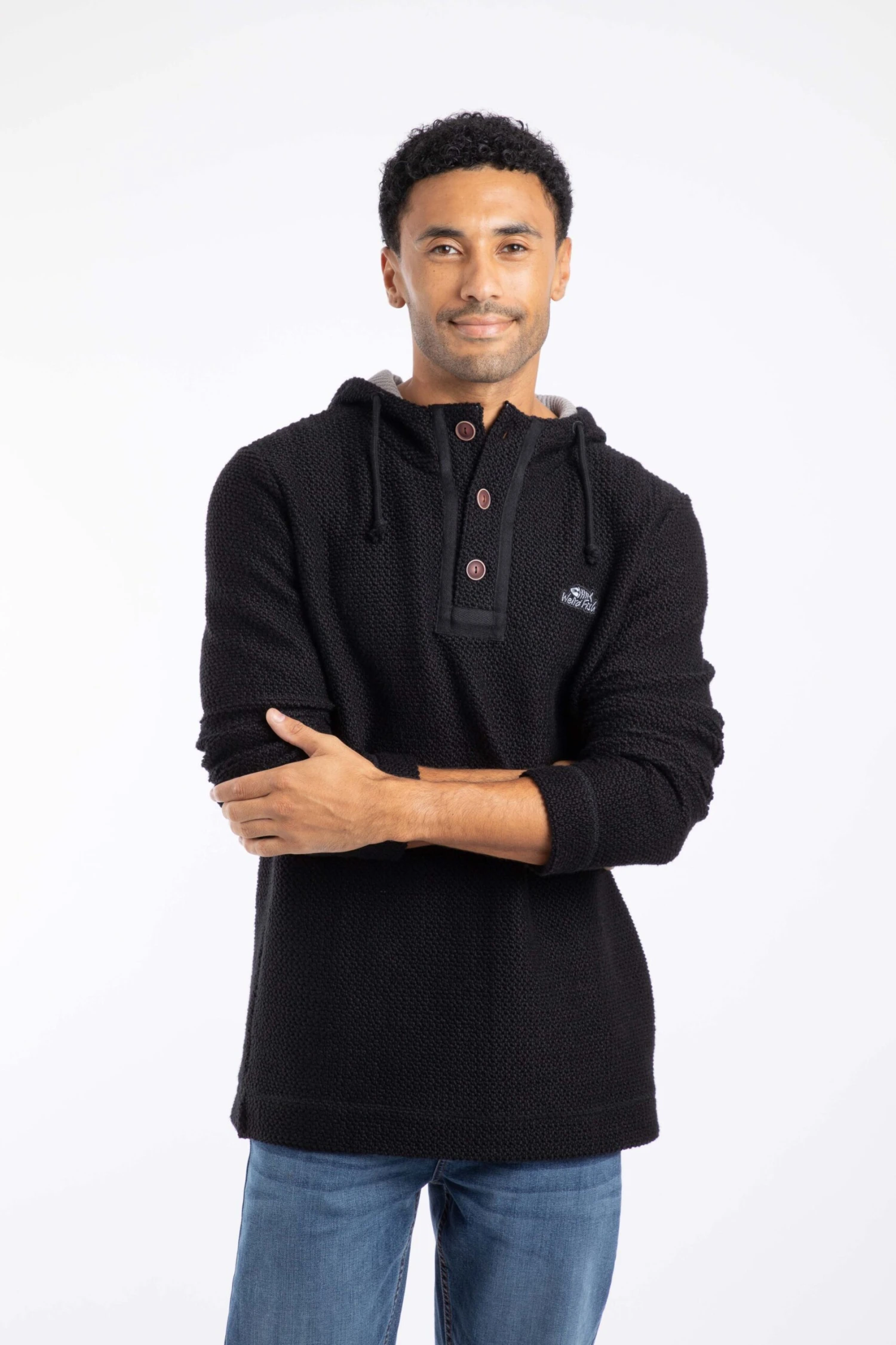 Bakersfield Button Neck Macaroni Hoodie Black 3 Bakersfield Button Neck Macaroni Hoodie Black