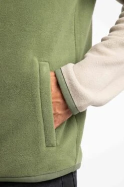 Tristan 1/4 Zip Colour Block Microfleece Artichoke -Everyday Luxe 128196