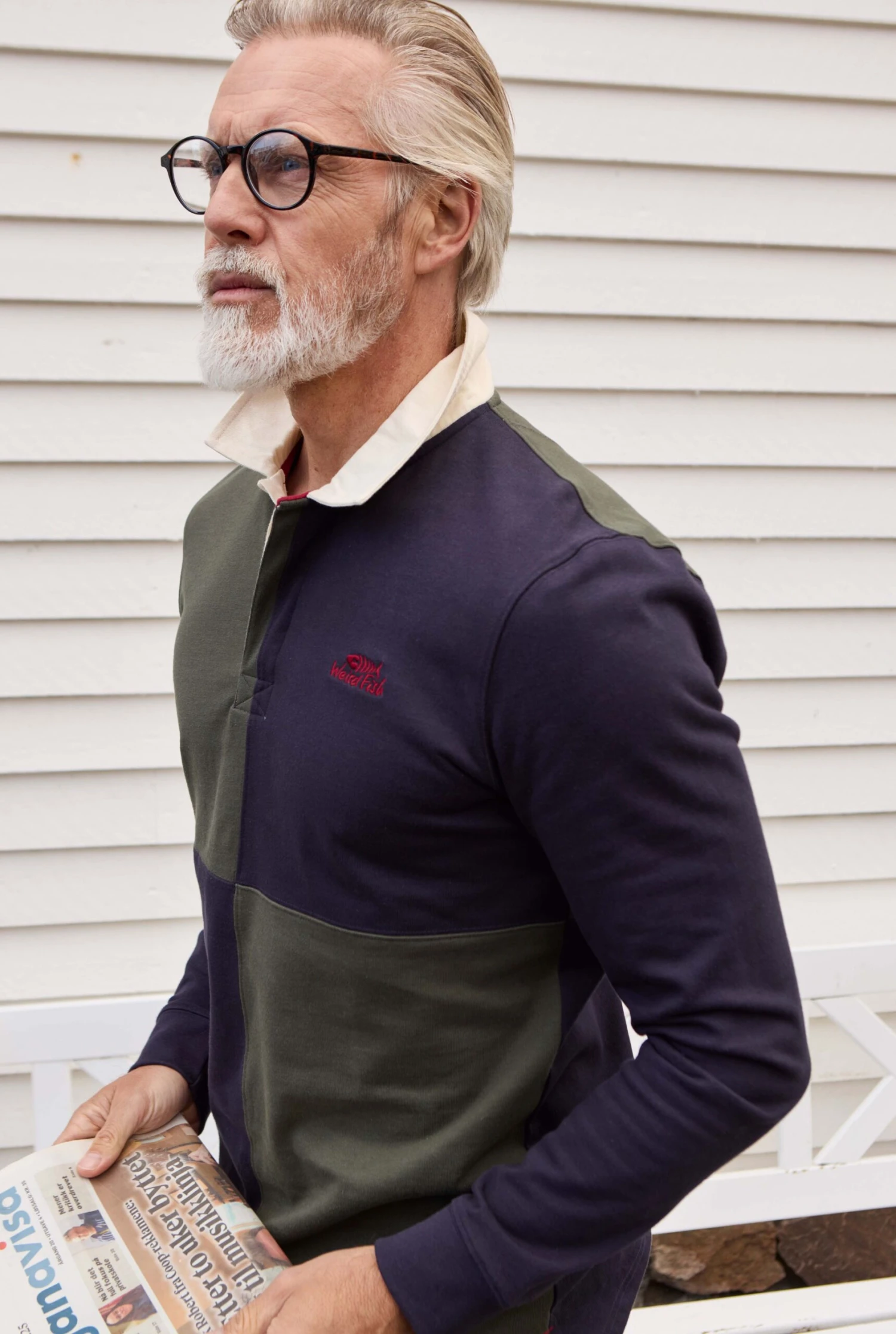 Lyon Organic Cotton Colour Block Rugby Shirt Deep Lichen Green 3 Lyon Organic Cotton Colour Block Rugby Shirt Deep Lichen Green