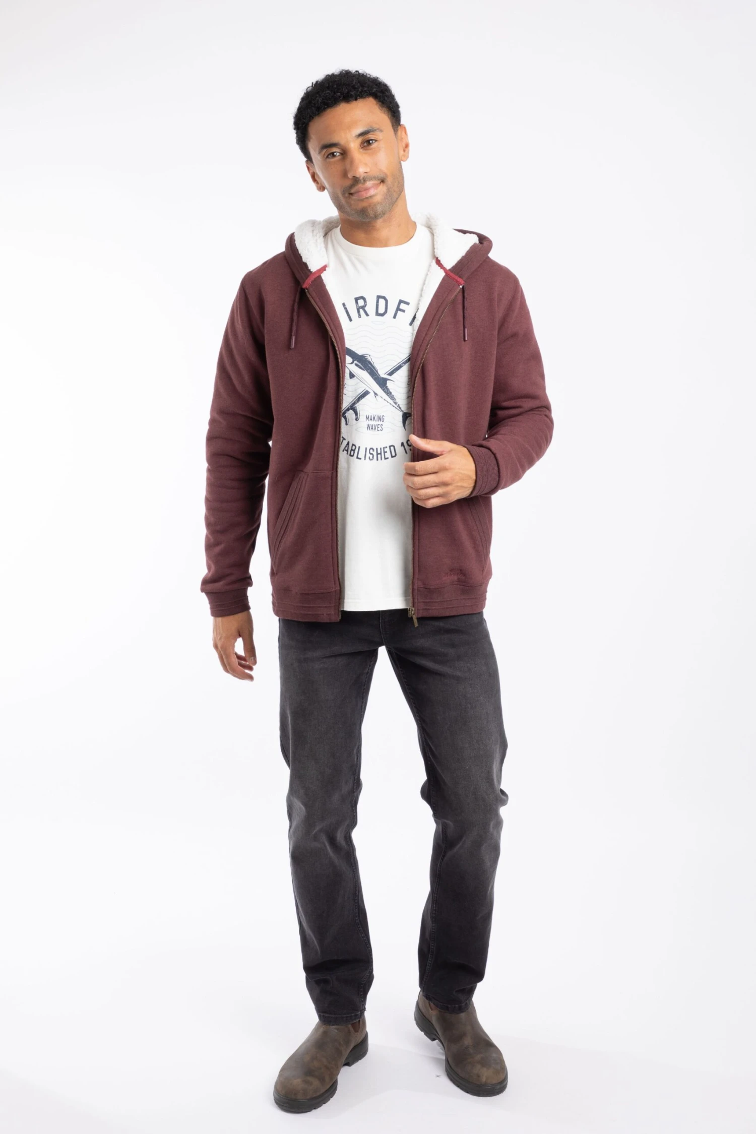 Camborne Borg Lined Full Zip Hoodie Bitter Chocolate 6 Camborne Borg Lined Full Zip Hoodie Bitter Chocolate - Image 4