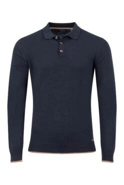 Alden Long Sleeve Knitted Polo Midnight -Everyday Luxe 128899