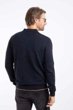 Alden Long Sleeve Knitted Polo Midnight -Everyday Luxe 128900