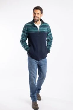 Gilbert 1/4 Zip Printed Microfleece Cedar Green -Everyday Luxe 128966