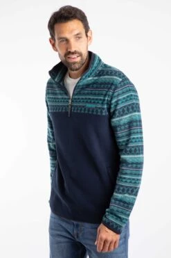 Gilbert 1/4 Zip Printed Microfleece Cedar Green -Everyday Luxe 128967