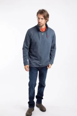 Brampton Branded 1/4 Zip Sweatshirt Navy -Everyday Luxe 129247