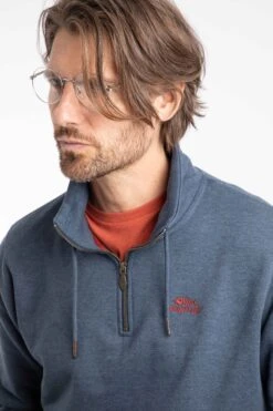 Brampton Branded 1/4 Zip Sweatshirt Navy -Everyday Luxe 129248