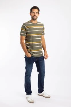 Herne Organic Cotton Stripe T-Shirt Deep Lichen Green 15 Herne Organic Cotton Stripe T-Shirt Deep Lichen Green -Everyday Luxe 129272