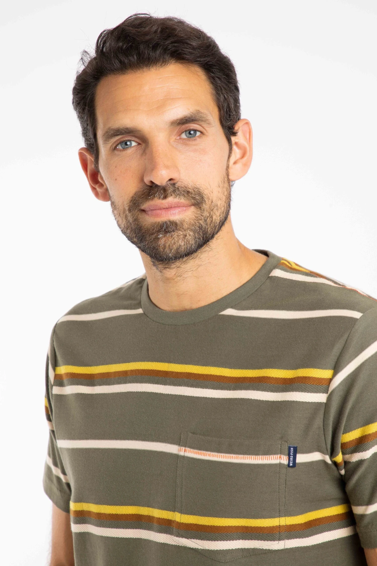 Herne Organic Cotton Stripe T-Shirt Deep Lichen Green 8 Herne Organic Cotton Stripe T-Shirt Deep Lichen Green - Image 6