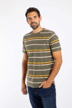 Herne Organic Cotton Stripe T-Shirt Deep Lichen Green 18 Herne Organic Cotton Stripe T-Shirt Deep Lichen Green -Everyday Luxe 129275