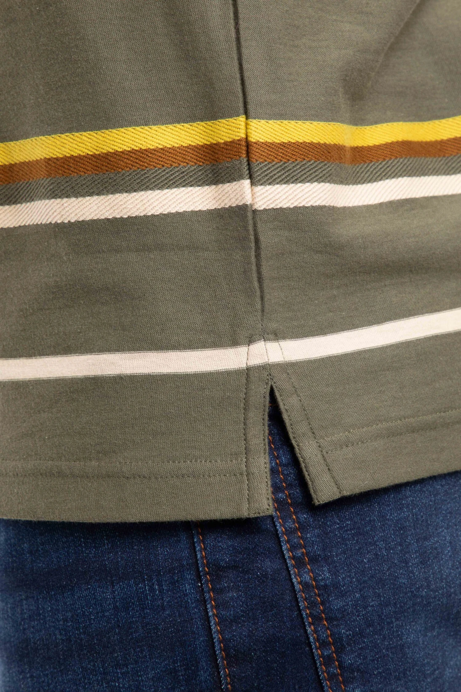 Herne Organic Cotton Stripe T-Shirt Deep Lichen Green 11 Herne Organic Cotton Stripe T-Shirt Deep Lichen Green - Image 9