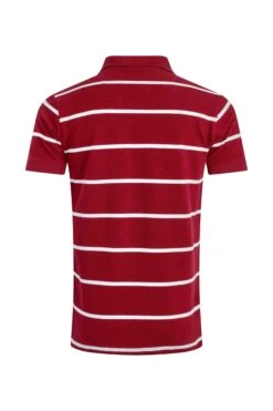 Fabian Organic Cotton Striped Pique Polo Garnet -Everyday Luxe 129291
