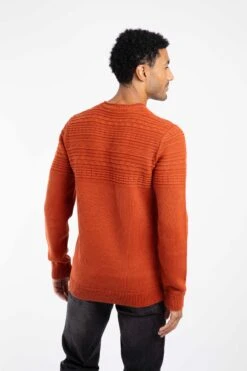 Fahri Mixed Stitch Crew Neck Jumper Rust Leaves -Everyday Luxe 129440