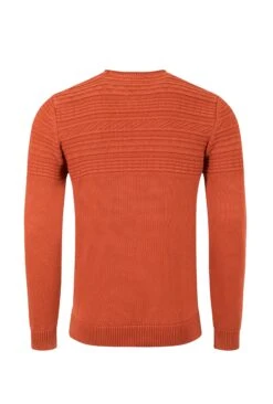 Fahri Mixed Stitch Crew Neck Jumper Rust Leaves -Everyday Luxe 129443