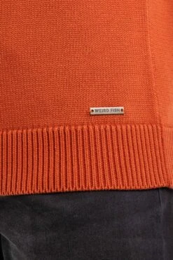 Fahri Mixed Stitch Crew Neck Jumper Rust Leaves -Everyday Luxe 129444