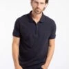 Murray Organic Cotton Half Zip Textured Jersey Polo Midnight