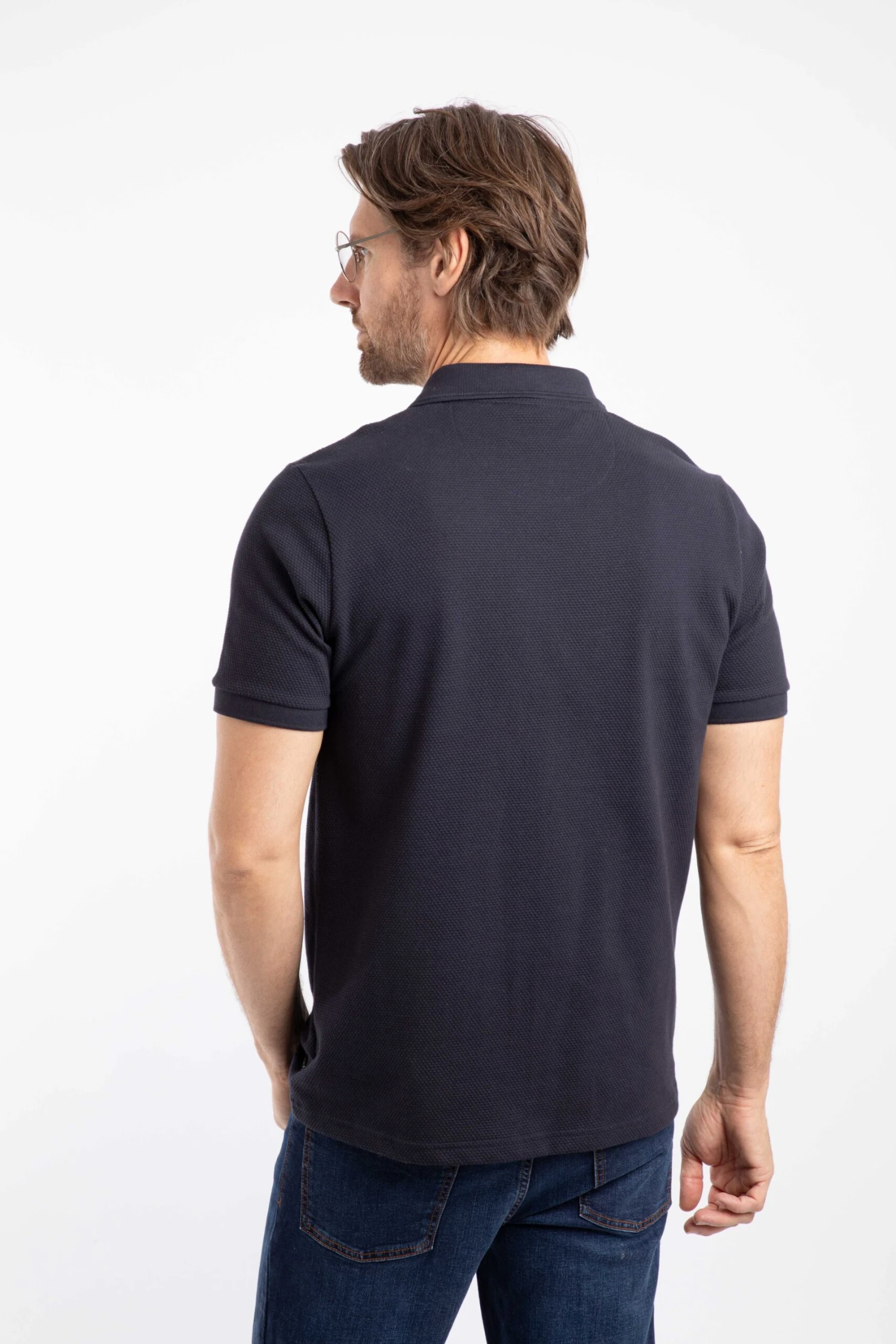 Murray Organic Cotton Half Zip Textured Jersey Polo Midnight 5 Murray Organic Cotton Half Zip Textured Jersey Polo Midnight - Image 3