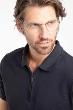 Murray Organic Cotton Half Zip Textured Jersey Polo Midnight 14 Murray Organic Cotton Half Zip Textured Jersey Polo Midnight -Everyday Luxe 129617