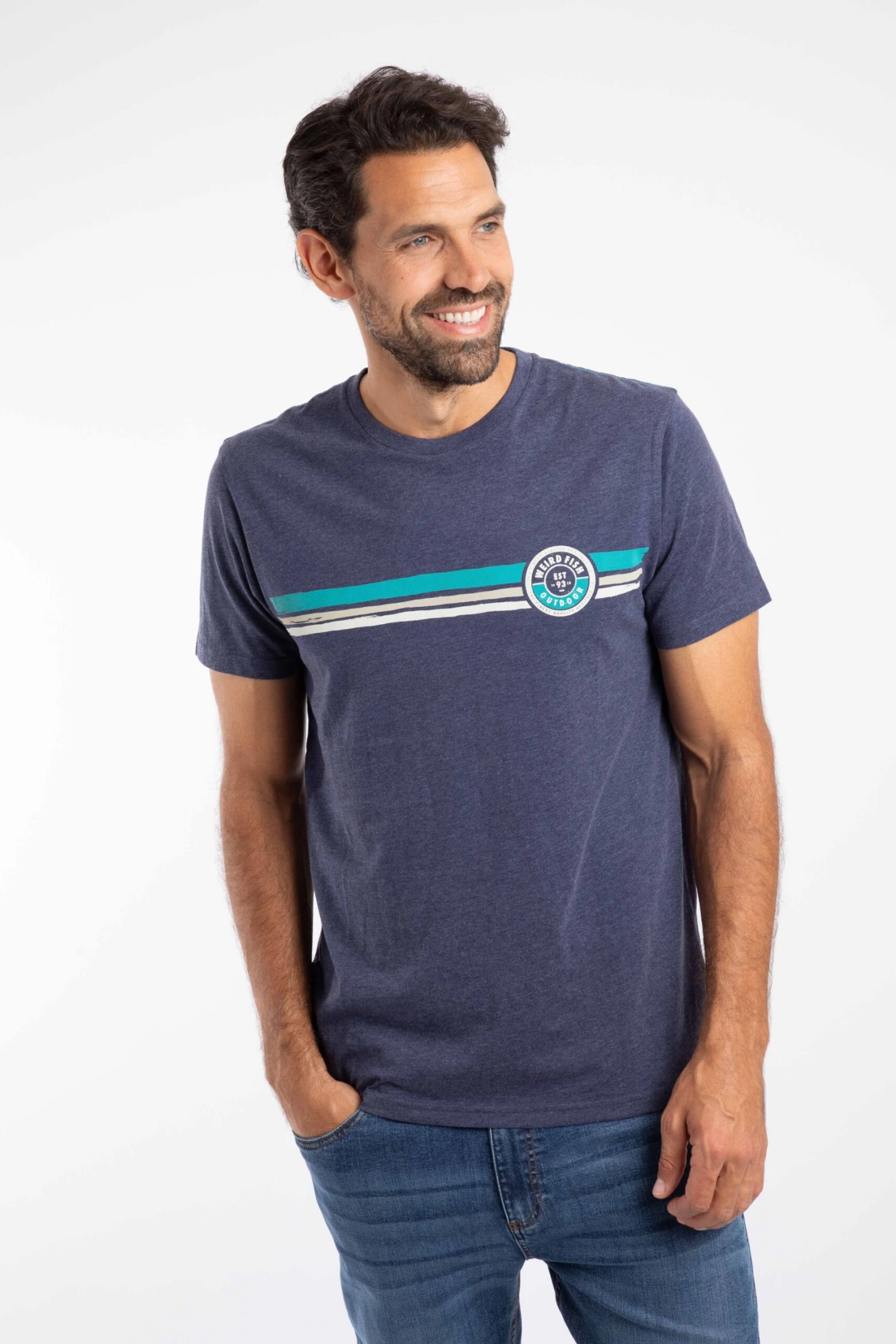 Wave Stripe Graphic T-Shirt Dark Blue 3 Wave Stripe Graphic T-Shirt Dark Blue