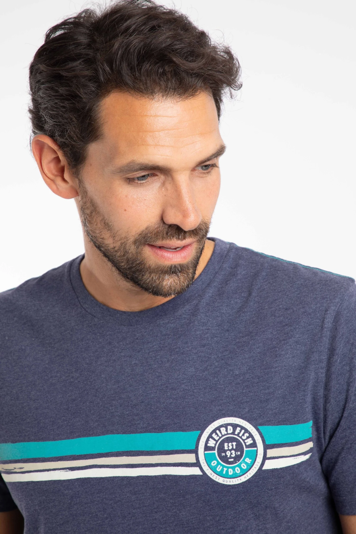 Wave Stripe Graphic T-Shirt Dark Blue 7 Wave Stripe Graphic T-Shirt Dark Blue - Image 5