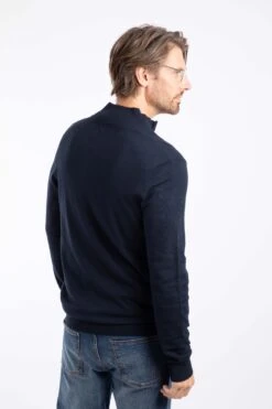 Frederick 1/4 Zip Fine Knit Jumper Midnight 14 Frederick 1/4 Zip Fine Knit Jumper Midnight -Everyday Luxe 129722