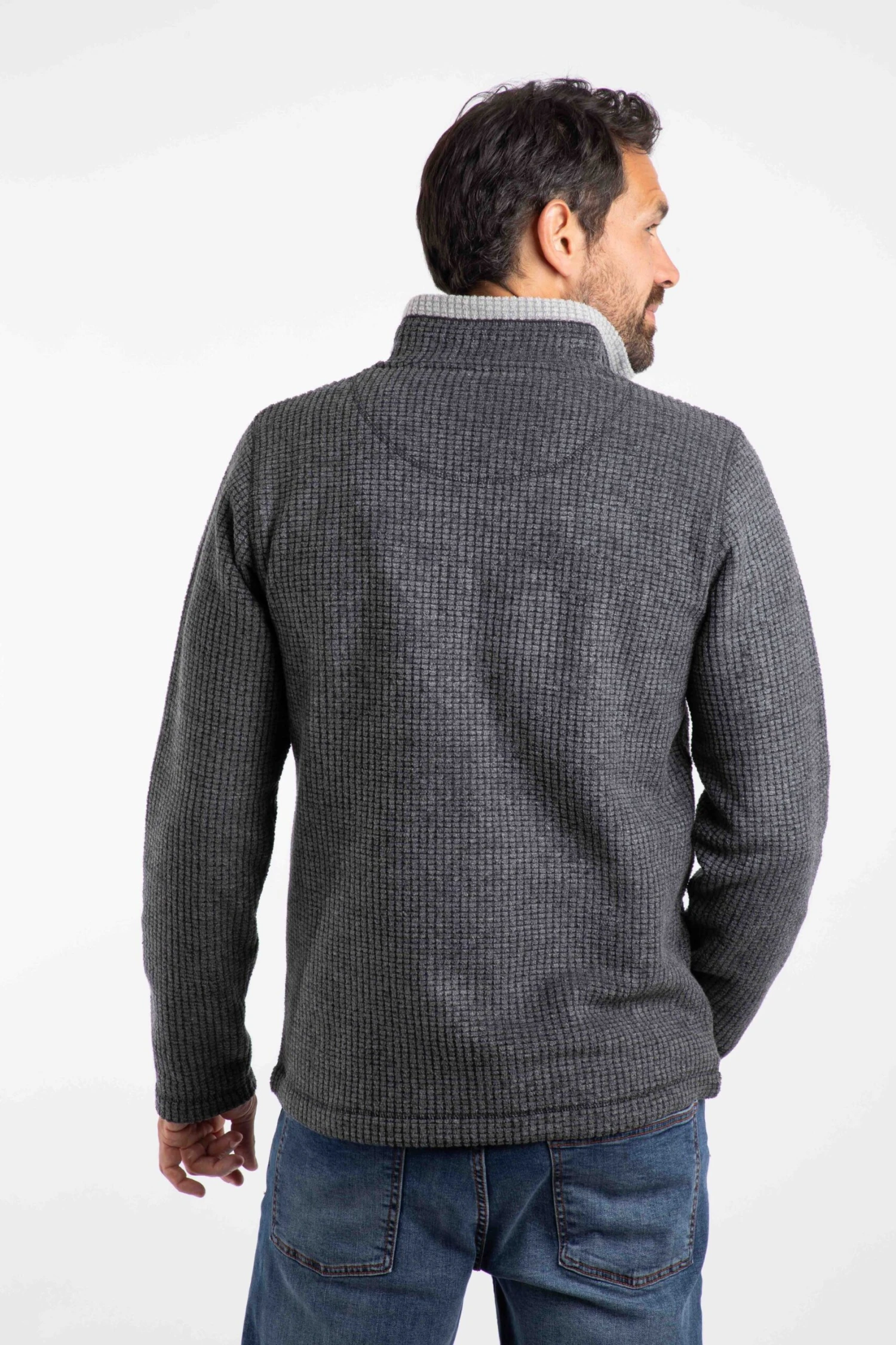 Newark 1/4 Zip Grid Fleece Washed Black 6 Newark 1/4 Zip Grid Fleece Washed Black - Image 4