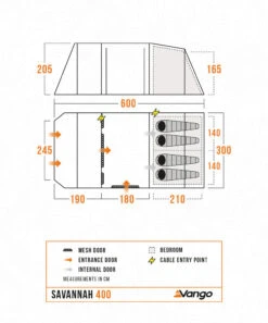 Vango Savannah 400 Tent Package With Footprint 2025 -Everyday Luxe Savannah400Floorplan LowRes
