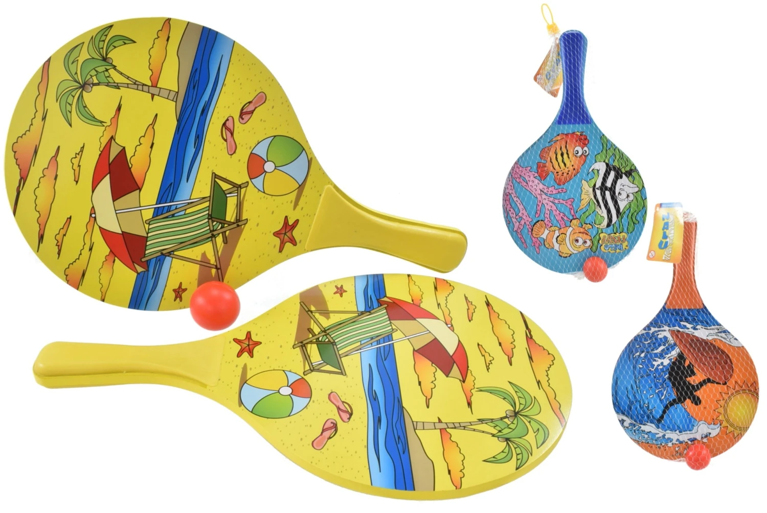 Wooden Beach Bats & Ball Set 3 Wooden Beach Bats & Ball Set