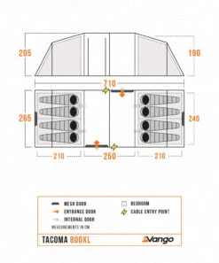 Vango Tacoma 800XL Tent Package -Everyday Luxe Tacoma800XLFloorplan LowRes