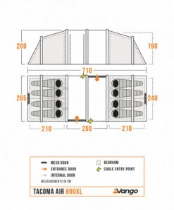 Vango Tacoma Air 800XL Tent - 2025 -Everyday Luxe TacomaAir800XLFloorplan LowRes small